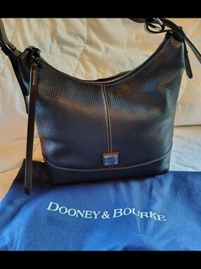 Dooney & Bourke Navy Pebble Grain Leather Hobo Shoulder Bag